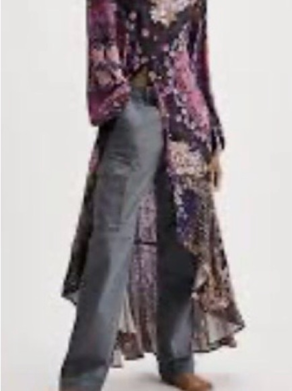 Free People Marais Printed Midi Dress/Duster 100% viscose